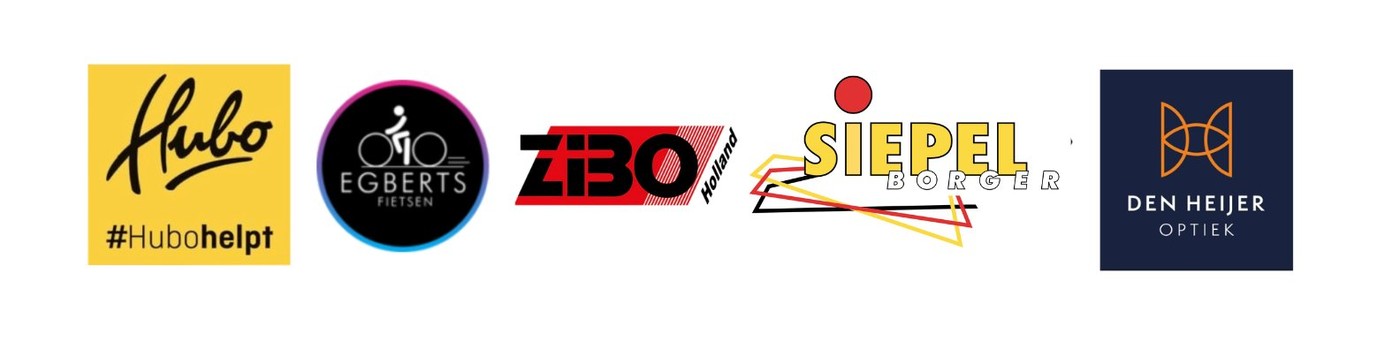 Sponsoren van WV Borger: Hubo Borger, Egberts Fietsen, Zinger Mechanisatie, Siepel Borger, Den Heijer Optiek